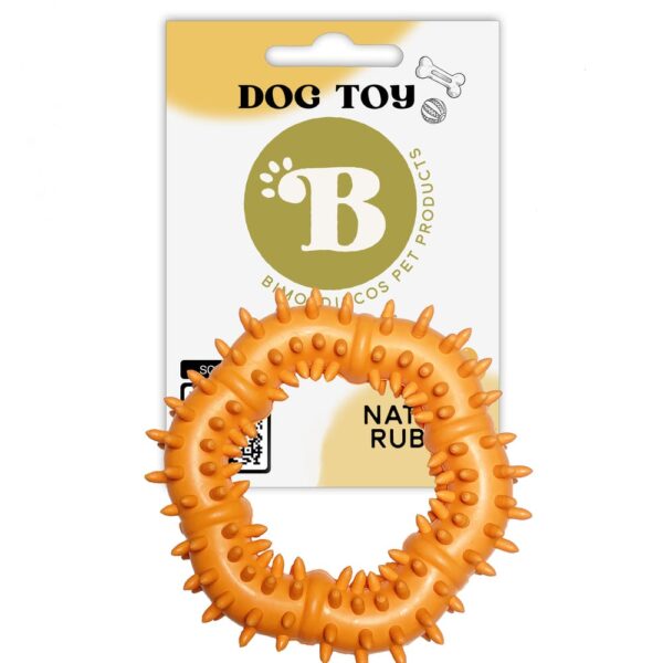 Flexible orange DENTAL RING made of natural rubber for dogs from bibite pet products