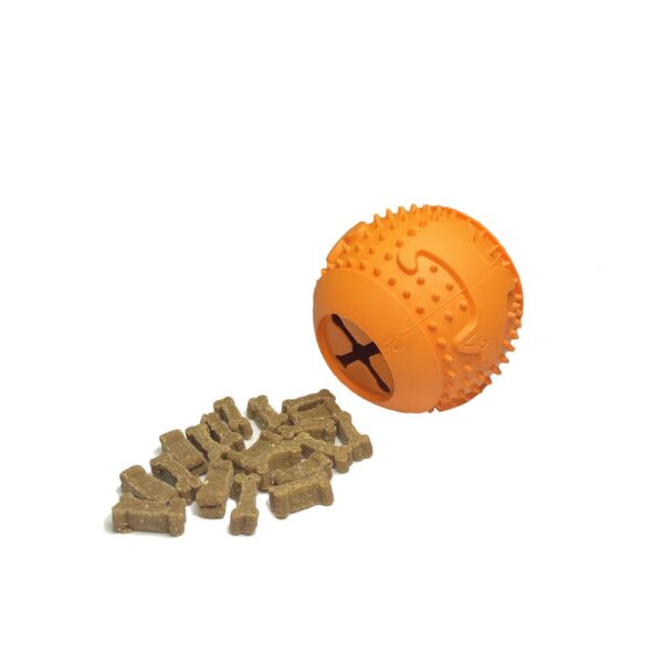 Pelota naranja flexible y rellenable FILL BALL de goma natural para perros de bimordiscos pet products